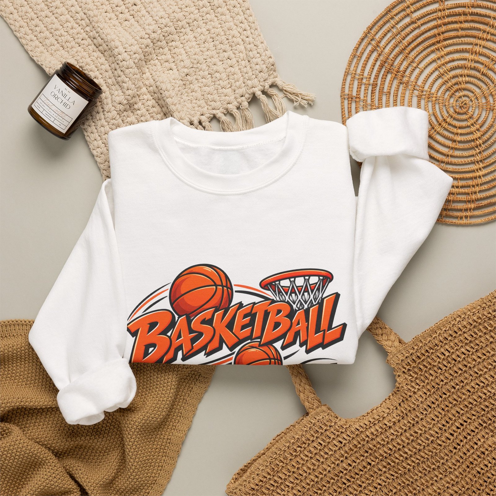 Basketball Graphic Crewneck Sweatshirt – Vintage Hoop Design - Image 4