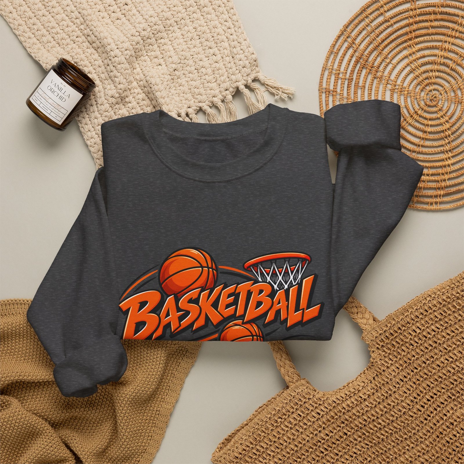 Basketball Graphic Crewneck Sweatshirt – Vintage Hoop Design - Image 20