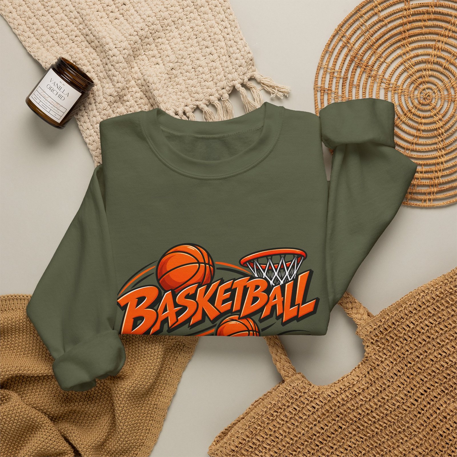 Basketball Graphic Crewneck Sweatshirt – Vintage Hoop Design - Image 16