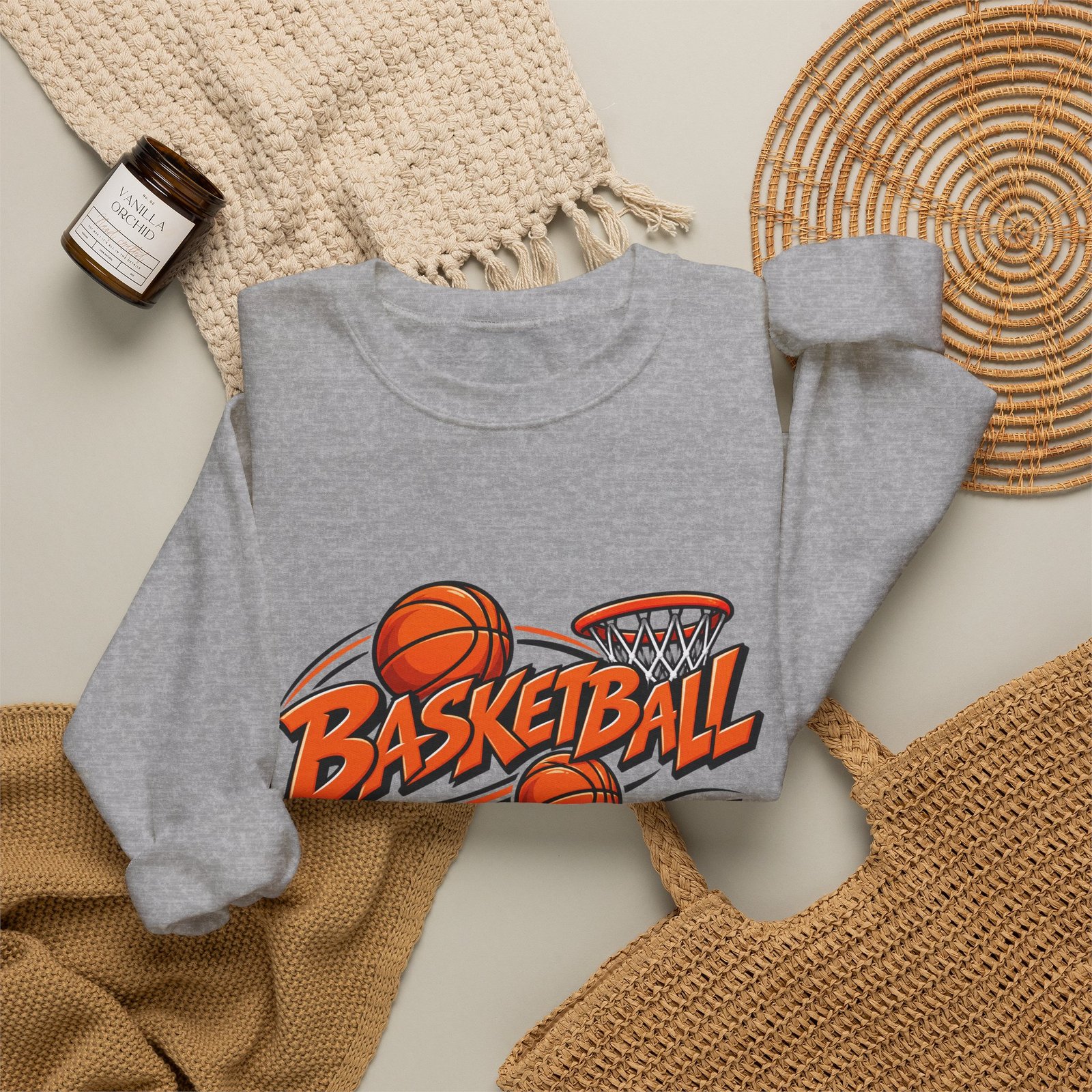 Basketball Graphic Crewneck Sweatshirt – Vintage Hoop Design - Image 12