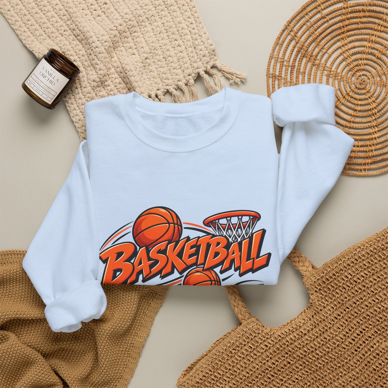 Basketball Graphic Crewneck Sweatshirt – Vintage Hoop Design - Image 24