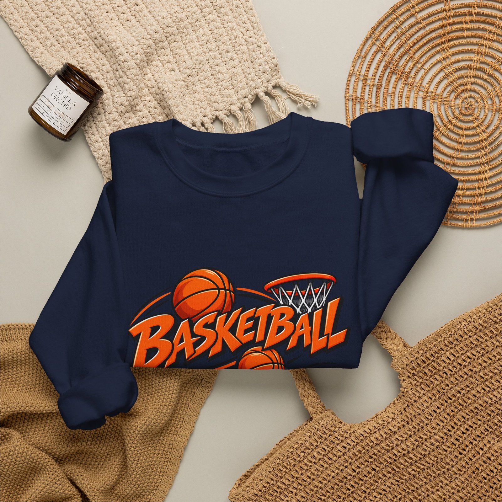 Basketball Graphic Crewneck Sweatshirt – Vintage Hoop Design - Image 28
