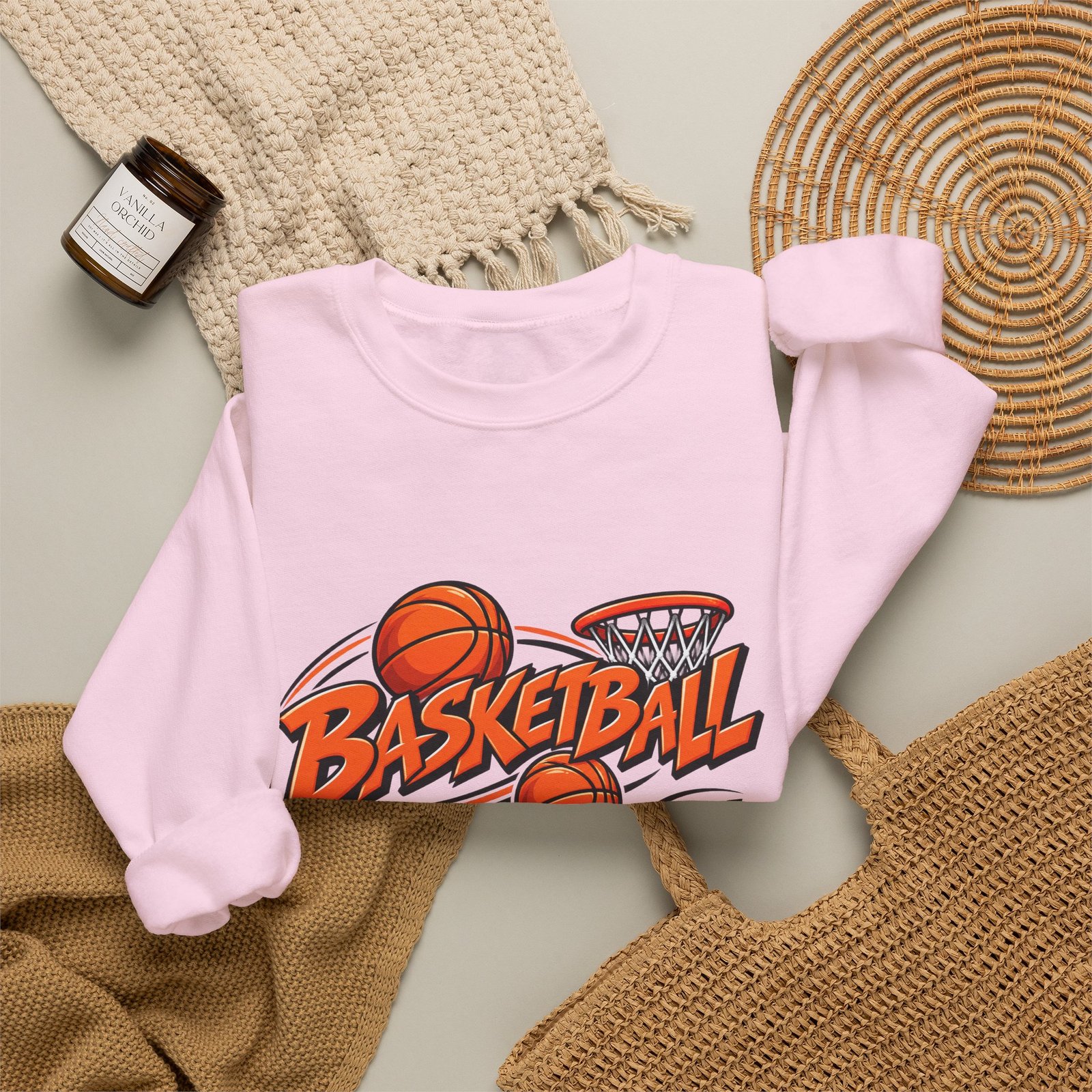 Basketball Graphic Crewneck Sweatshirt – Vintage Hoop Design - Image 32